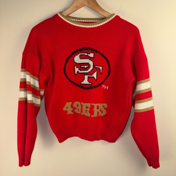 Vintage RARE San Francisco 49ers Red Knit Sweater Jennifer Adams - Picture 1 of 11